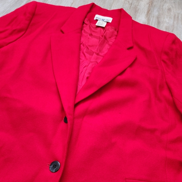 VTG White Stag 100% Wool Blazer Jacket Red Long Career Shoulder Pads Sz 18W - Picture 2 of 13